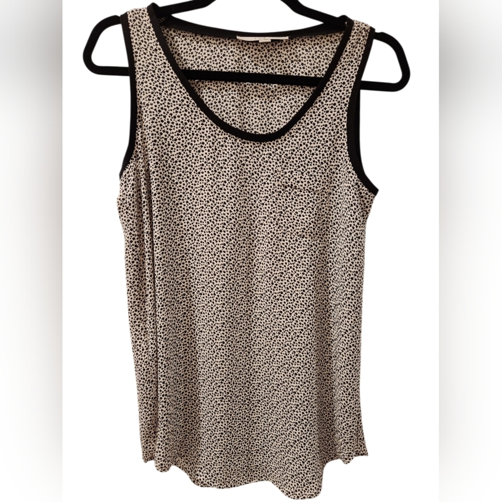 LOFT Black and White Patterned Tank Top